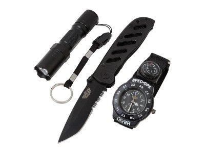 Uzi Special Forces Set - Knife - Flashlight Watch SFS-1