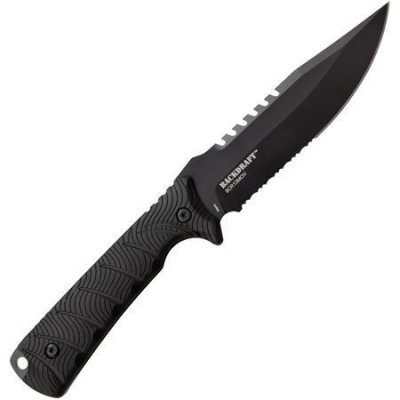 Elite Tactical Bowie Serrated Black - Fixed Blade Knife
