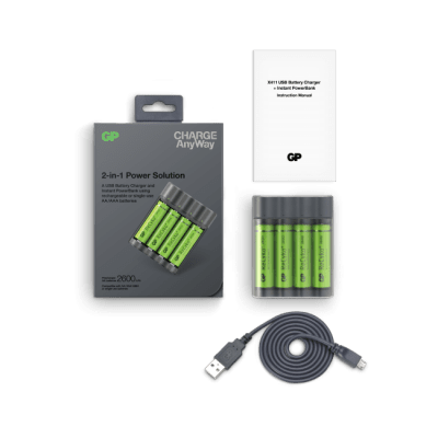 GP Charge AnyWay Batteriladdare inkl. Batterier