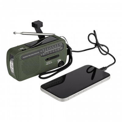 Fosco Vevradio SW1/SW2/FM/AM med Solceller, Ficklampa och Powerbank