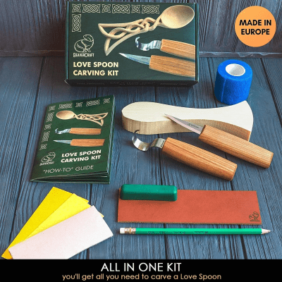 BeaverCraft DIY04 Celtic Spoon Carving Kit - Complete Starter Whittling Kit for Beginners Adults Teens and Kids
