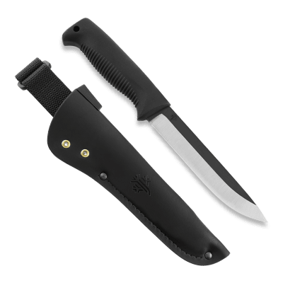 Peltonen M95 Ranger Puukko Uncoated with Leather Sheath - Svart