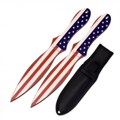 Perfect Point American Flag 2-Piece Throwing Knife Set 203mm