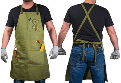 BeaverCraft AP1 Adjustable Green Canvas Work Apron