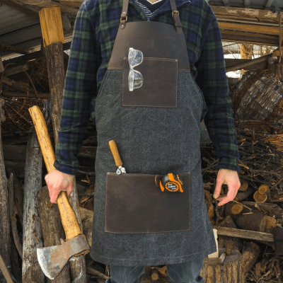 BeaverCraft AP4 Adjustable Canvas and Leather Work Apron