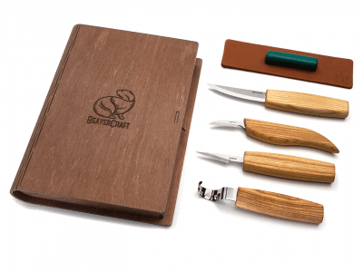 BeaverCraft S09Set of 4 Knives in a Book Case