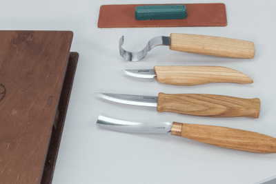 BeaverCraft S43 poon and Kuksa Carving Professional Set with Knives and Strop in a Book Case BeaverCraft