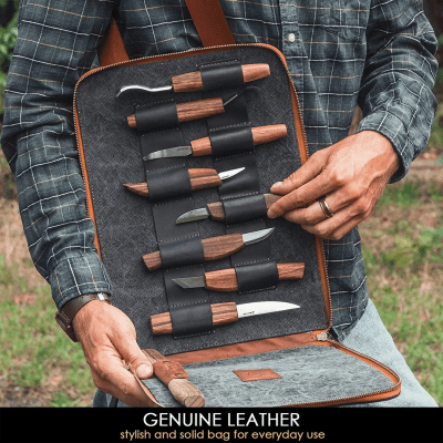 BeaverCraft S50X Deluxe Large Wood Carving Set With Walnut Handles