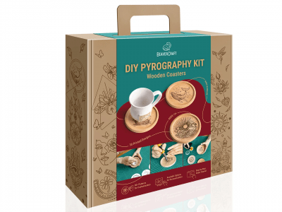 BeaverCraft DIY Pyrography Kit - Wooden Coasters